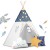 Indiański Namiot Tipi dla Dzieci – Bawełniany Wigwam z Matą i Zestawem 3 Poduszek 120 x 120 x 165 cm - granatowy