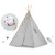 Indiański Namiot Tipi dla Dzieci – Bawełniany Wigwam z Matą i Zestawem 3 Poduszek (Panda i Misie) 120 x 120 x 165 cm - szary