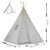 Indiański Namiot Tipi dla Dzieci – Bawełniany Wigwam z Matą i Zestawem 3 Poduszek (Panda i Misie) 120 x 120 x 165 cm - szary