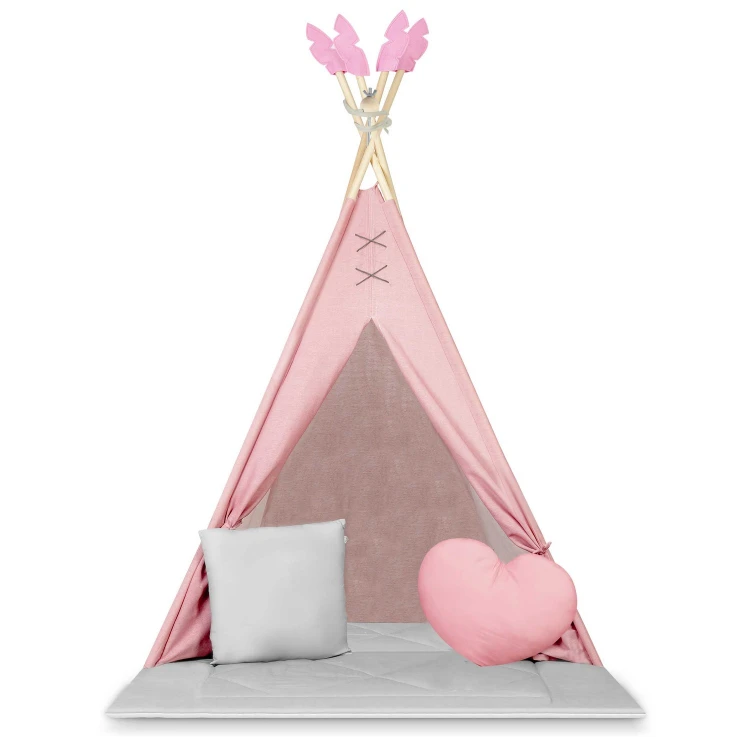 Indiański Namiot Tipi dla Dzieci Nukido – Forteca Małego Marzyciela z Wielofunkcyjną Matą i Akcesoriami 116 x 116 x 165 cm - różowy