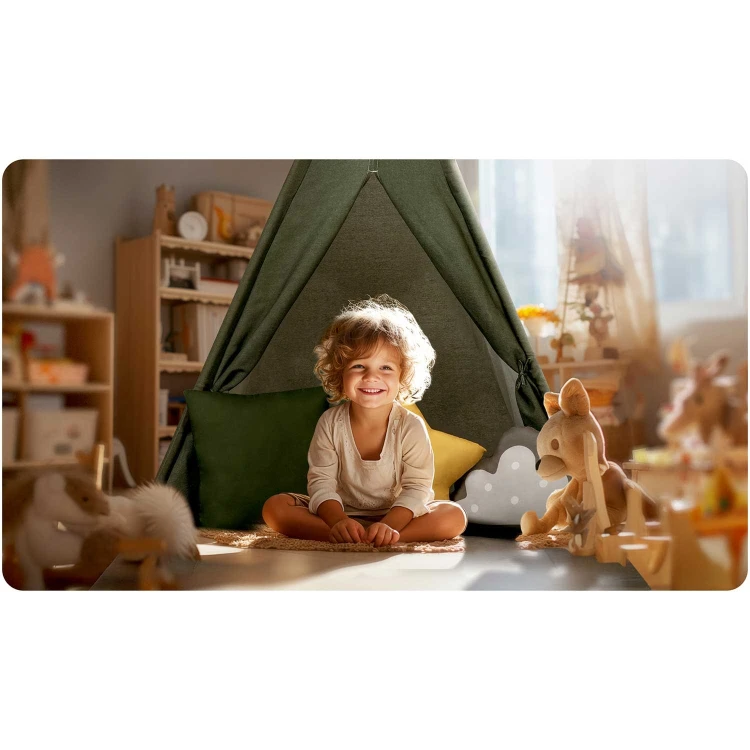 Indiański Namiot Tipi dla Dzieci Nukido – Forteca Małego Marzyciela z Wielofunkcyjną Matą i Akcesoriami 116 x 116 x 165 cm - zielony