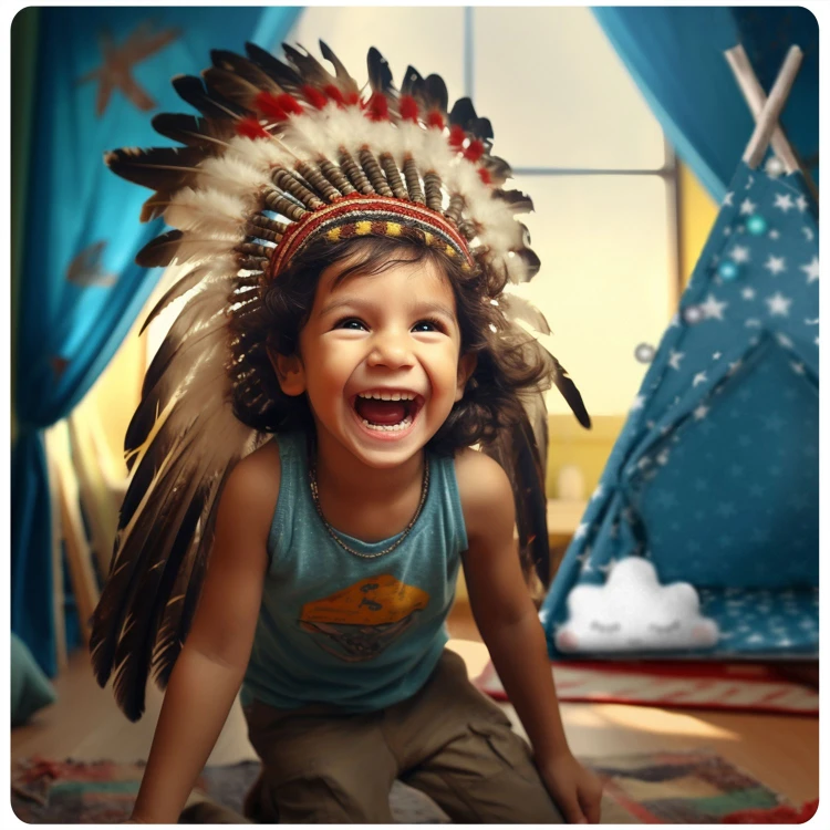 Indiański Namiot Tipi dla Dzieci Nukido – Bawełniany Wigwam z Wszytą Podłogą i Akcesoriami 120 x 120 x 165 cm - niebieski
