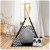 Indiański Namiot Tipi dla Dzieci – Bawełniany Wigwam z Matą i Akcesoriami 120 x 120 x 160 cm biało czarny z pandą