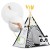 Indiański Namiot Tipi dla Dzieci – Bawełniany Wigwam z Matą i Akcesoriami 120 x 120 x 160 cm biało czarny z pandą