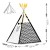 Indiański Namiot Tipi dla Dzieci – Bawełniany Wigwam z Matą i Akcesoriami 120 x 120 x 160 cm biało czarny z pandą