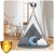 Indiański Namiot Tipi dla Dzieci Nukido – Forteca Małego Marzyciela z 2-Częściową Matą i Akcesoriami 116 x 116 x 165 cm - szary