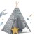 Indiański Namiot Tipi dla Dzieci Nukido – Bawełniany Wigwam z Wszytą Podłogą i Akcesoriami 120 x 120 x 165 cm- szary w gwiazdki