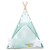 Indiański Namiot Tipi dla Dzieci – Bawełniany Wigwam z Matą i Akcesoriami 120 × 120 × 165 cm- miętowy w gwiazdki
