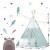 Indiański Namiot Tipi dla Dzieci – Bawełniany Wigwam z Matą i Akcesoriami 120 × 120 × 165 cm- miętowy w gwiazdki