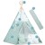 Indiański Namiot Tipi dla Dzieci – Bawełniany Wigwam z Matą i Akcesoriami 120 × 120 × 165 cm- miętowy w gwiazdki
