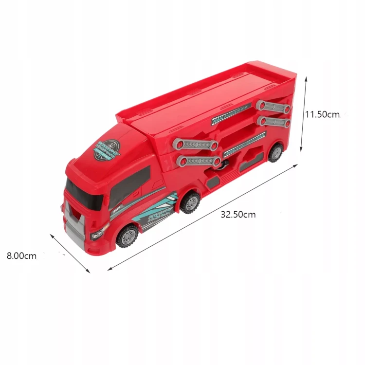 Duża Laweta Transporter z Metalowymi Autkami Straży Pożarnej