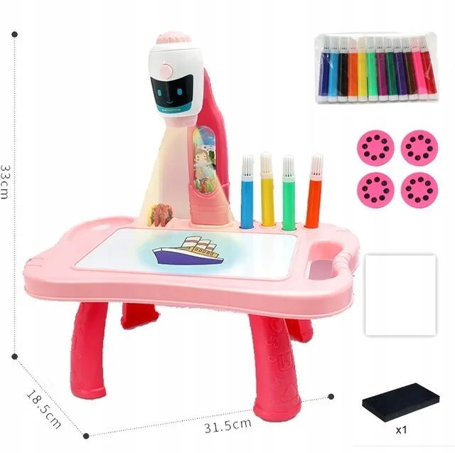 Edukacyjny Projektor LED do Rysowania dla Dzieci – Biurko i Sztaluga 2w1 Robot