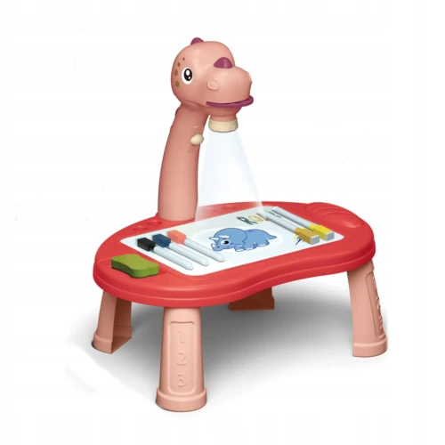Edukacyjny Projektor LED do Rysowania Dinozaur T-Rex – Stolik i Gry Planszowe 3w1