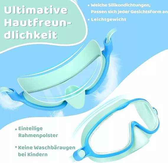 Dziecięce Okulary do Pływania z Ochroną Nosa i Powłoką Anti-Fog – Luxma Blue