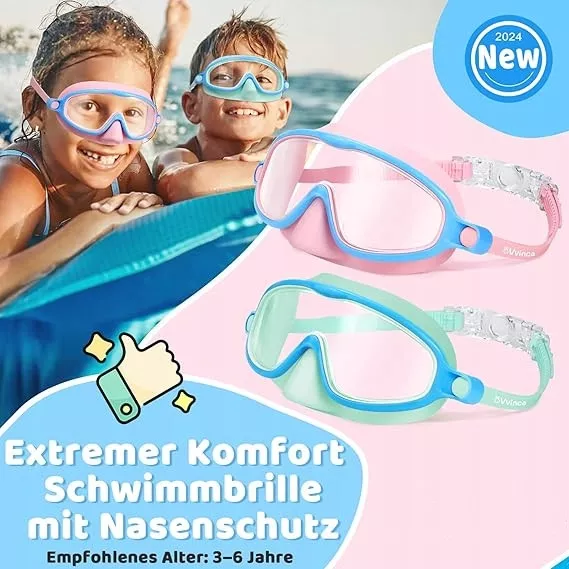 Dziecięce Okulary do Pływania z Ochroną Nosa – Komfort i Wyraźne Widzenie pod Wodą