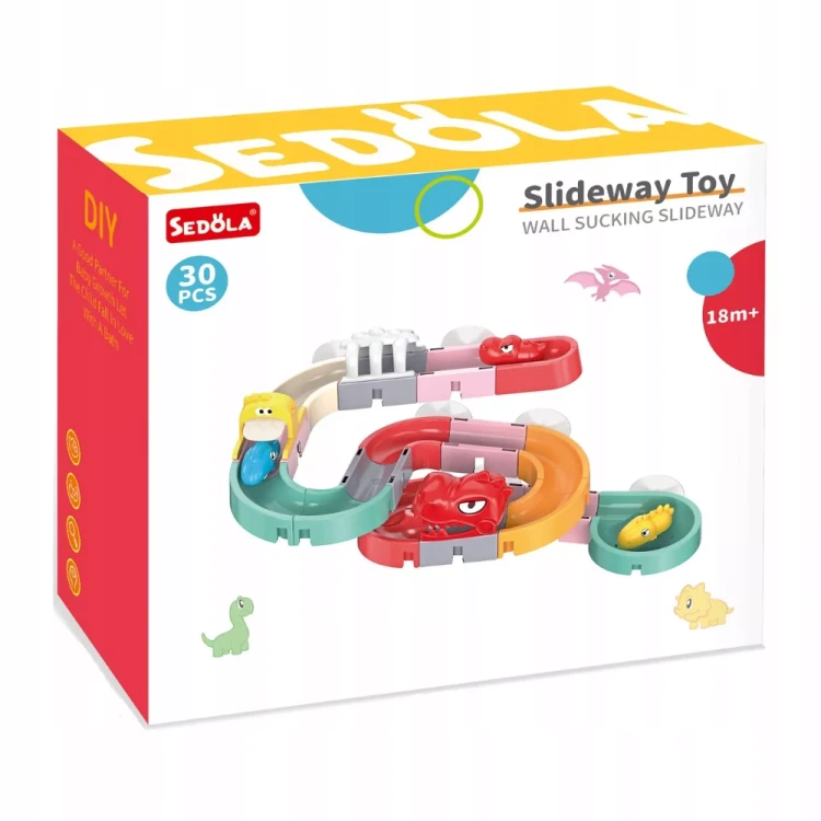 Tor Wodny Dino DIY – Interaktywny Tor Kulkowy do Kąpieli (30 Elementów)