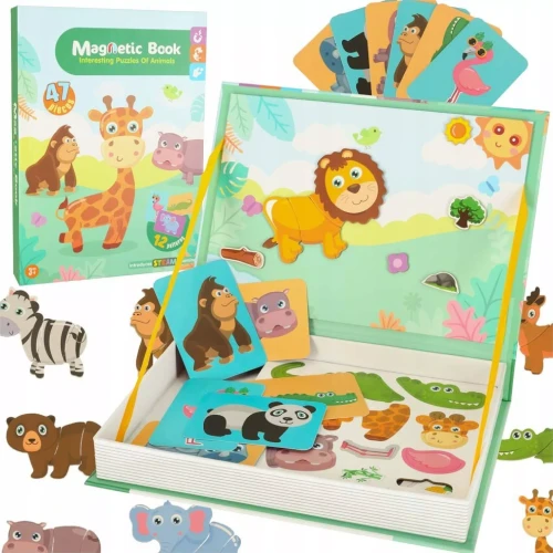 Układanka magnetyczna Montessori zwierzęta puzzle edukacyjne 47 magnty wiek 3+