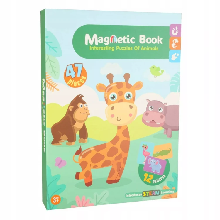 Układanka magnetyczna Montessori zwierzęta puzzle edukacyjne 47 magnty wiek 3+