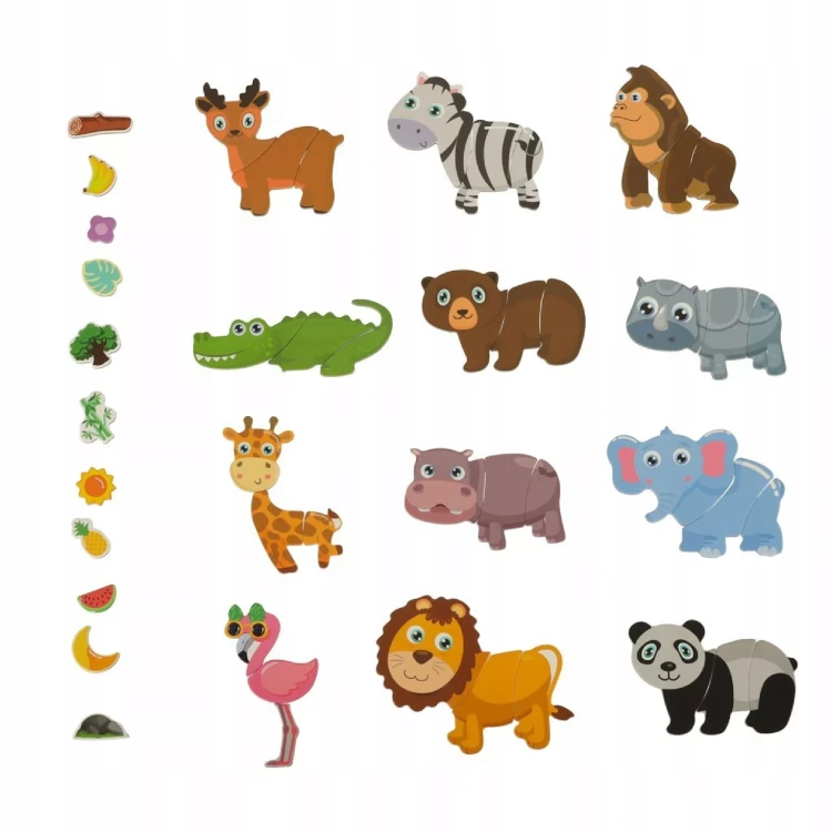 Układanka magnetyczna Montessori zwierzęta puzzle edukacyjne 47 magnty wiek 3+