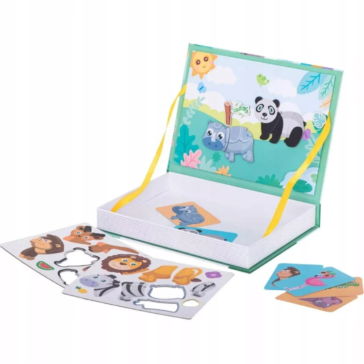 Układanka magnetyczna Montessori zwierzęta puzzle edukacyjne 47 magnty wiek 3+