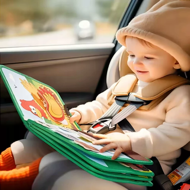 Filcowa książeczka  odczepiane elementy na rzepy farna zwierzeta Montessori  dla dzieci w wieku 2+
