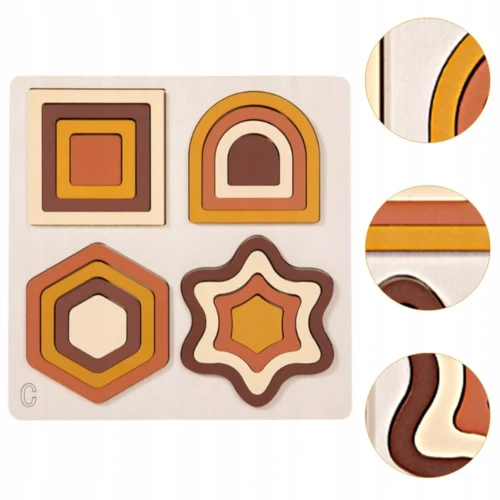 Drewniana układanka edukacyjna sorter Montessori kształty  dla dzieci 3+