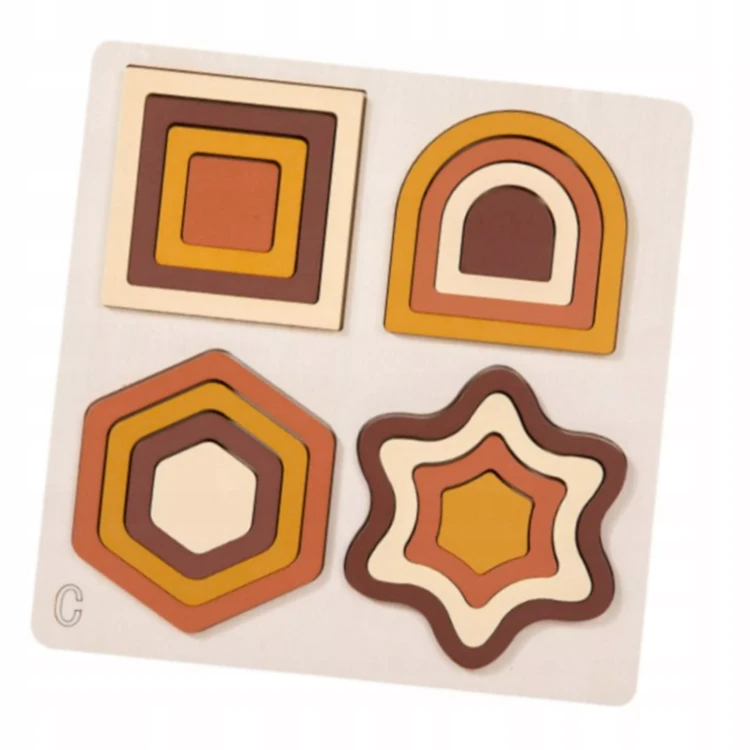 Drewniana układanka edukacyjna sorter Montessori kształty  dla dzieci 3+