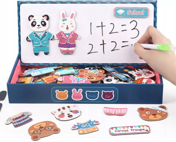 Magnetyczna układanka Montessori ubieranie Misiów  dla dzieci w wieku 3+
