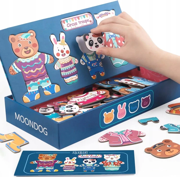 Magnetyczna układanka Montessori ubieranie Misiów  dla dzieci w wieku 3+