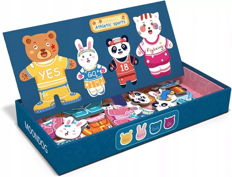 Magnetyczna układanka Montessori ubieranie Misiów  dla dzieci w wieku 3+