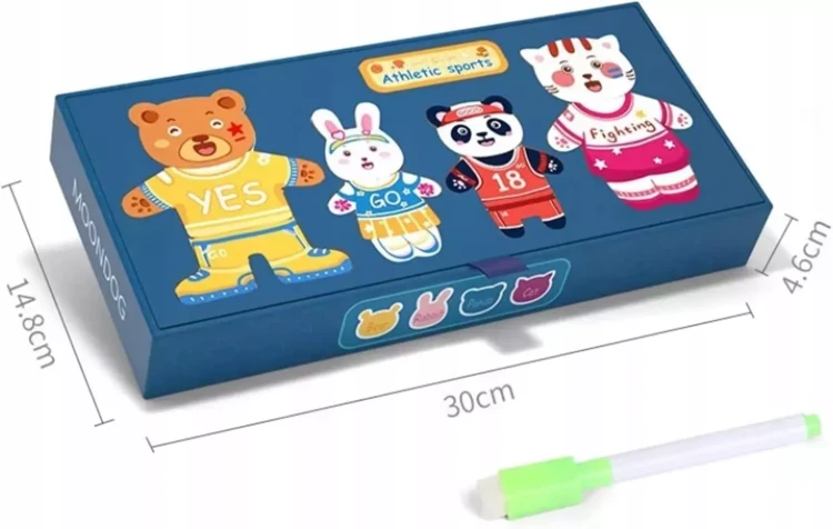 Magnetyczna układanka Montessori ubieranie Misiów  dla dzieci w wieku 3+