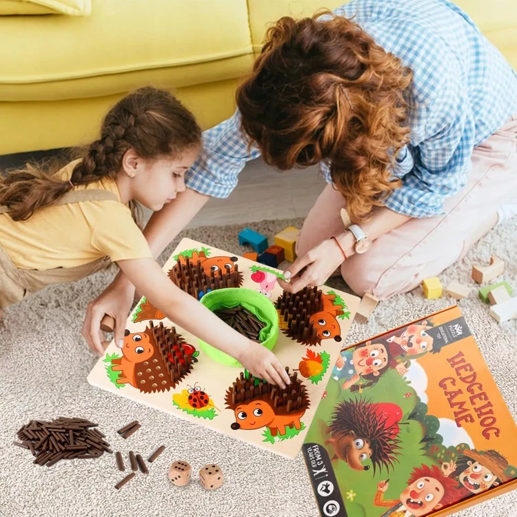 Drewniana gra  matematyczna Montessori Jeż do nauka liczenia dla dzieci w wieku 3+