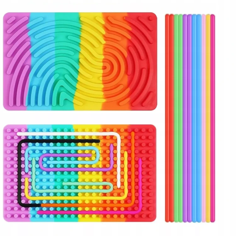 Silikonowa tablica manipulacyjna Montessori dwustronna zabawka sensoryczna  wiek 3+