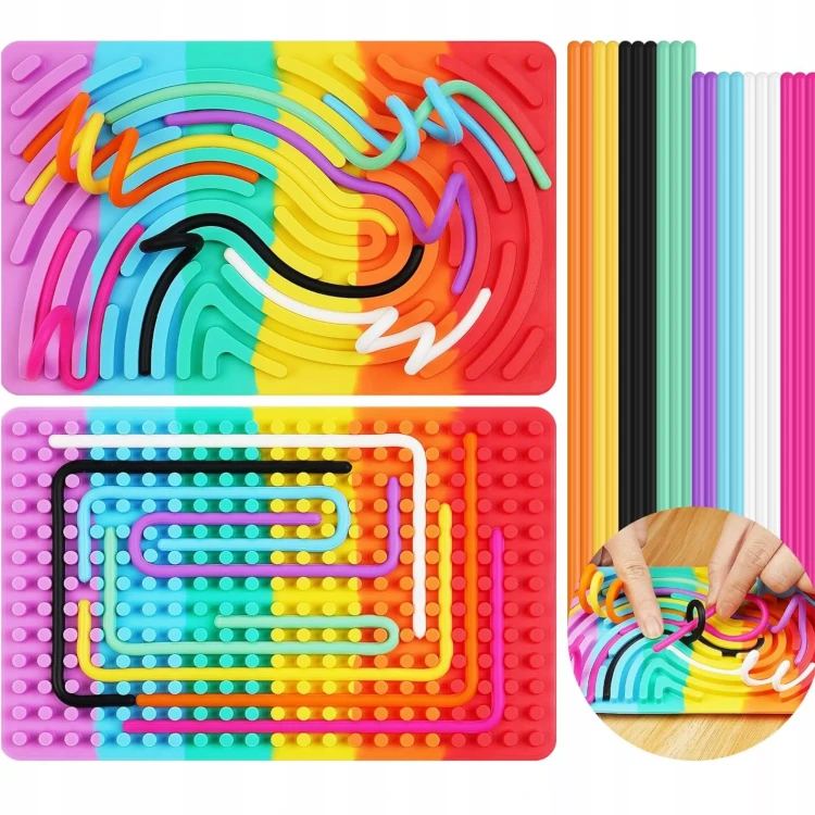 Silikonowa tablica manipulacyjna Montessori dwustronna zabawka sensoryczna  wiek 3+