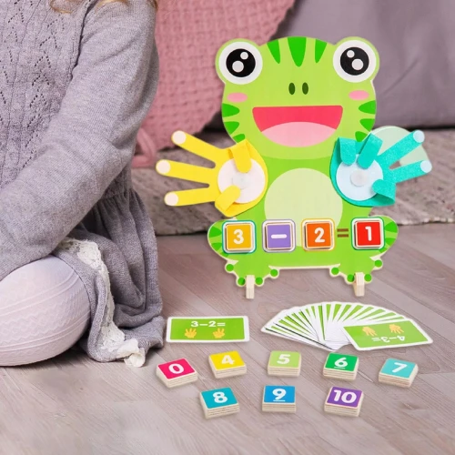 Drewniana Żabka Montessori do Nauki Liczenia Nauka przez Zabawę dla dzieci w wieku 3+