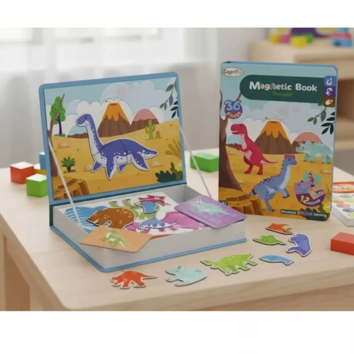 Magnetyczna układanka  Montessori dinozaury puzzle magnetyczne dla dzieci wieku 3+