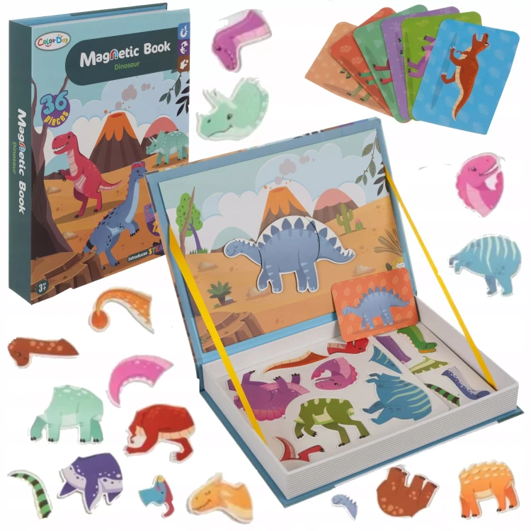Magnetyczna układanka  Montessori dinozaury puzzle magnetyczne dla dzieci wieku 3+