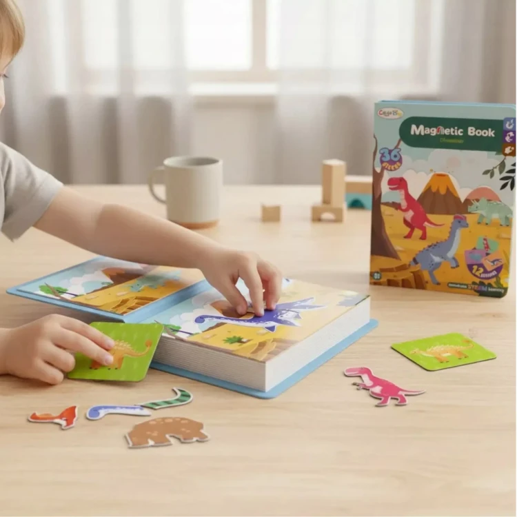 Magnetyczna układanka  Montessori dinozaury puzzle magnetyczne dla dzieci wieku 3+