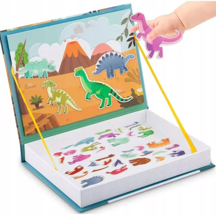 Magnetyczna układanka  Montessori dinozaury puzzle magnetyczne dla dzieci wieku 3+
