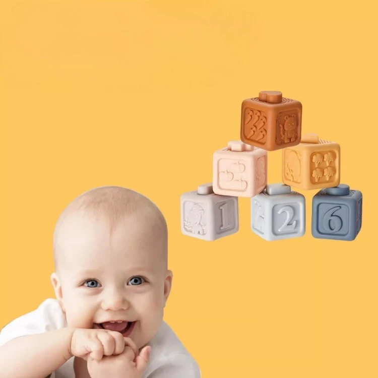 Miękkie gumowe klocki sensoryczne Montessori wieża piramida 13 elementów dla dzieci w wieku 6m+