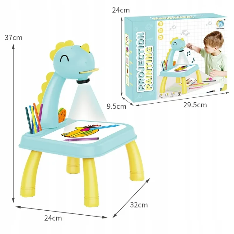 Projektor do rysowania dinozaur dla dzieci 3+ NIEBIESKI