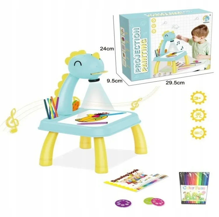 Projektor do rysowania dinozaur dla dzieci 3+ NIEBIESKI