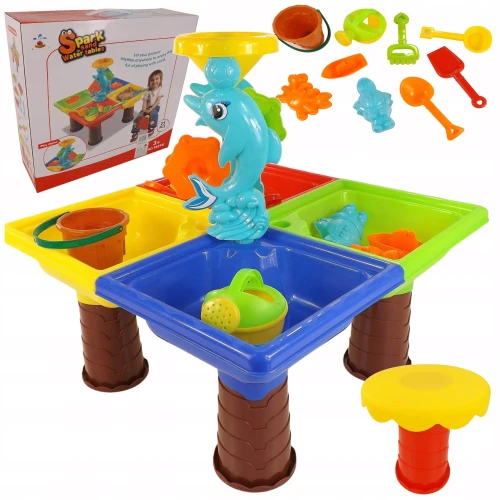 Stolik do piasku i do wody delfin z 25 elementami do zabawy