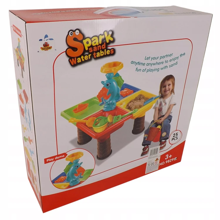 Stolik do piasku i do wody delfin z 25 elementami do zabawy