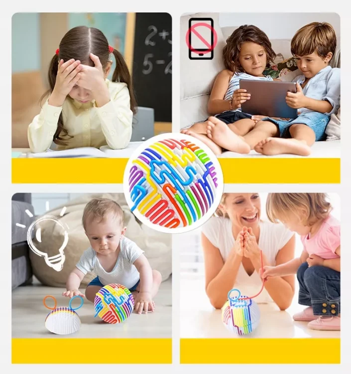 Kolorowa Przeplatanka Antystresowa Kula Sensoryczna z 16 Linkami od 3+